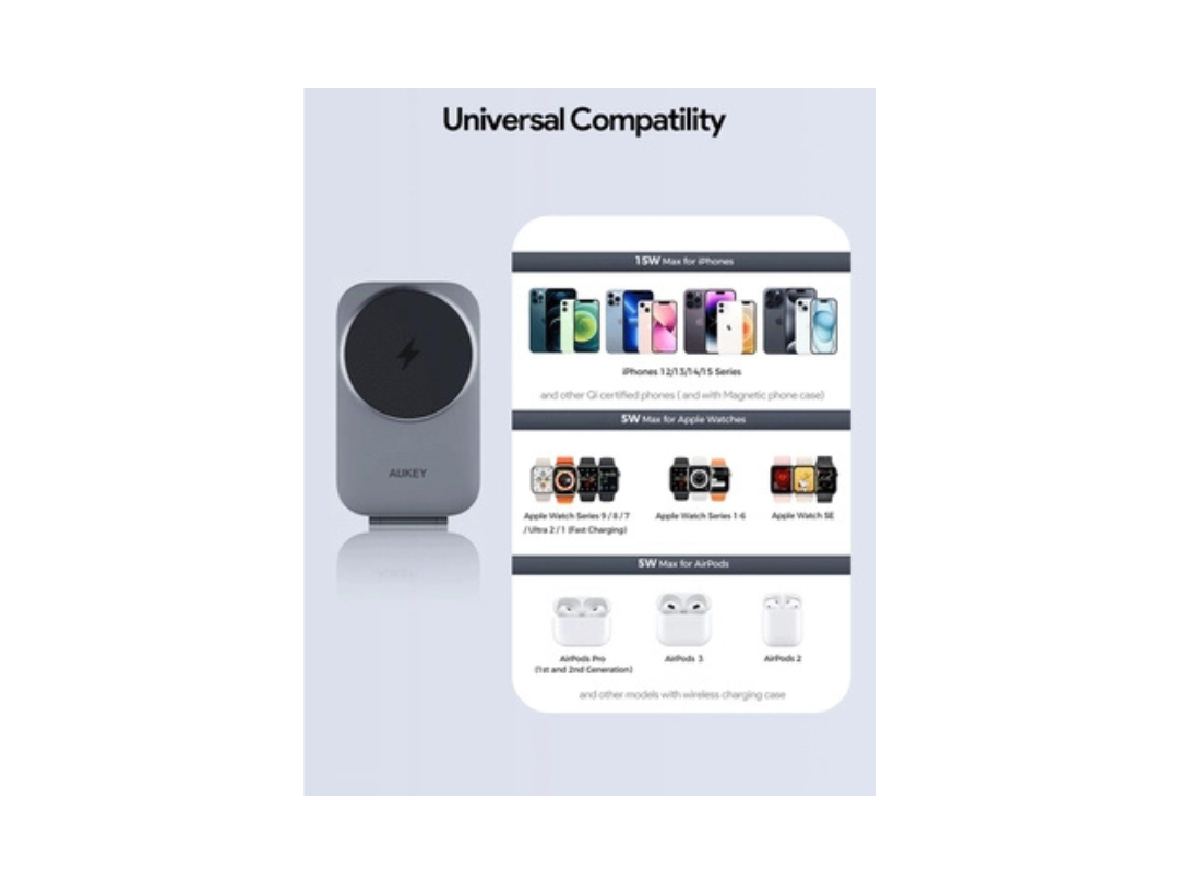 Buy Aukey MagFusion Z 3-in-1 15W Fast Wireless Charger LC-MC312-GY in Qatar Buy Aukey MagFusion Z 3-in-1 15W Fast Wireless Charger LC-MC312-GY in Qatar